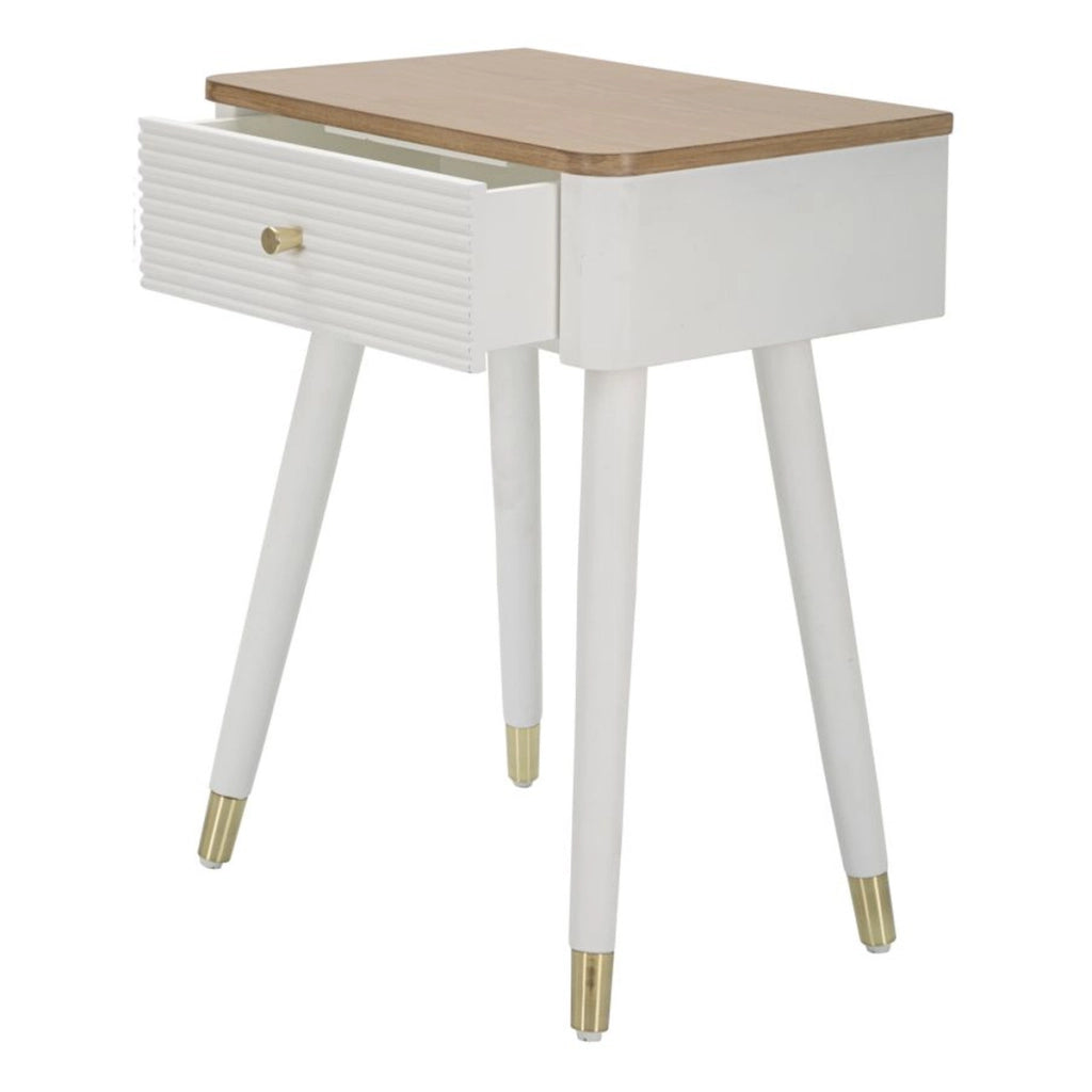 Comodino VKH11, Bianco, Legno, 45x32x62 cm