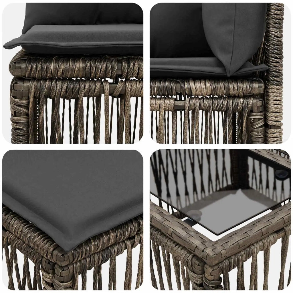 Set Divano da Giardino 9 pz Grigio polyrattan 3434243