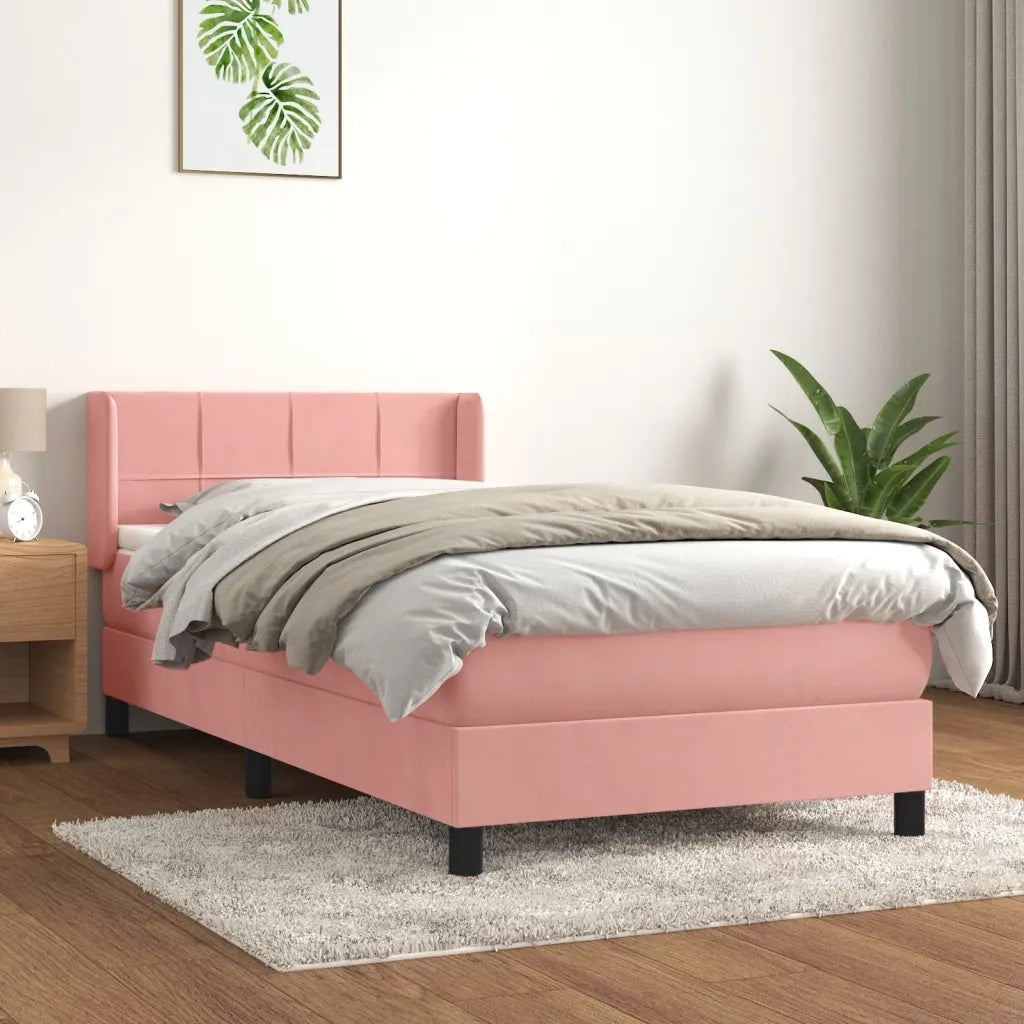 Giroletto a Molle con Materasso-Struttura Letto Rosa 80x200 cm in Velluto 230805