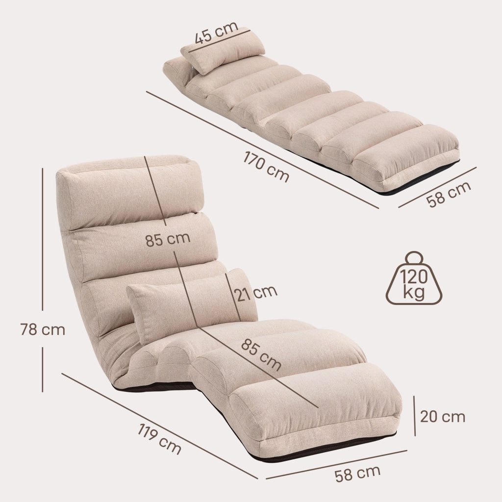 Poltrona Reclinabile con Schienale Regolabile ¨C Minimal ¨C Beige 58x119x78cm