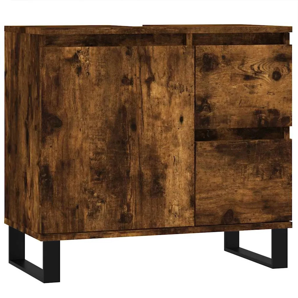 Armadietto Bagno | Armadio da bagno Rovere Fumo 65x33x60 cm in Legno Multistrato