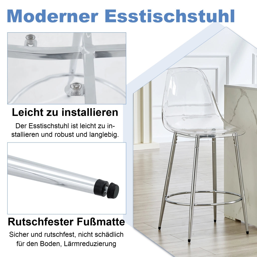 SGABELLO ALTO Set da 2 pezzi, 66 cm, trasparente, metallo e plastica