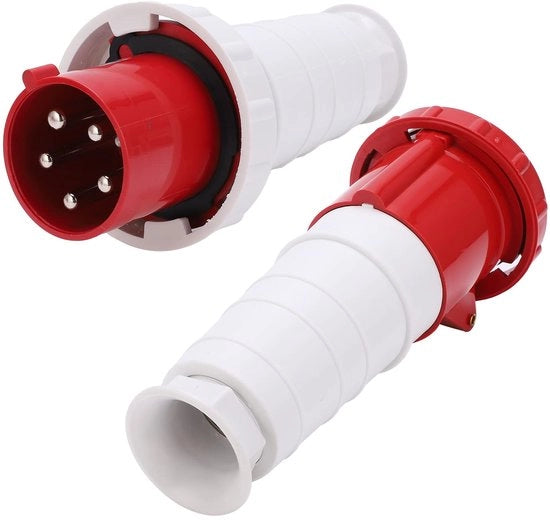 Connettore di Potenza a 5 Pin - Socket Industriale Idroresistente - 63A - 3 Fasi 5 Travi - IP67 - Adatto per Esterno - 380-415V