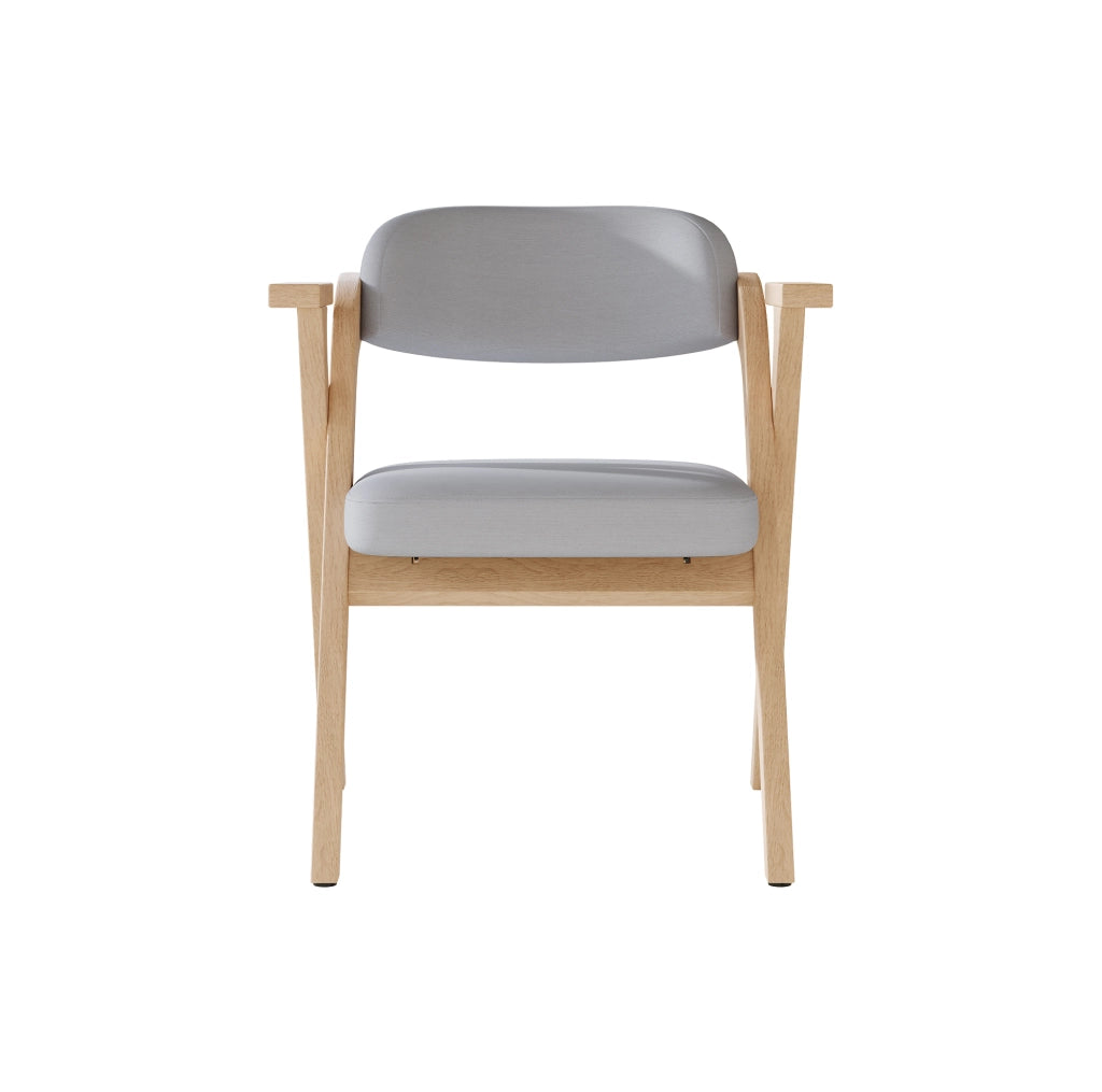Set di 4 sedie pieghevoli con braccioli in legno massello e rivestimento in lino grigio
