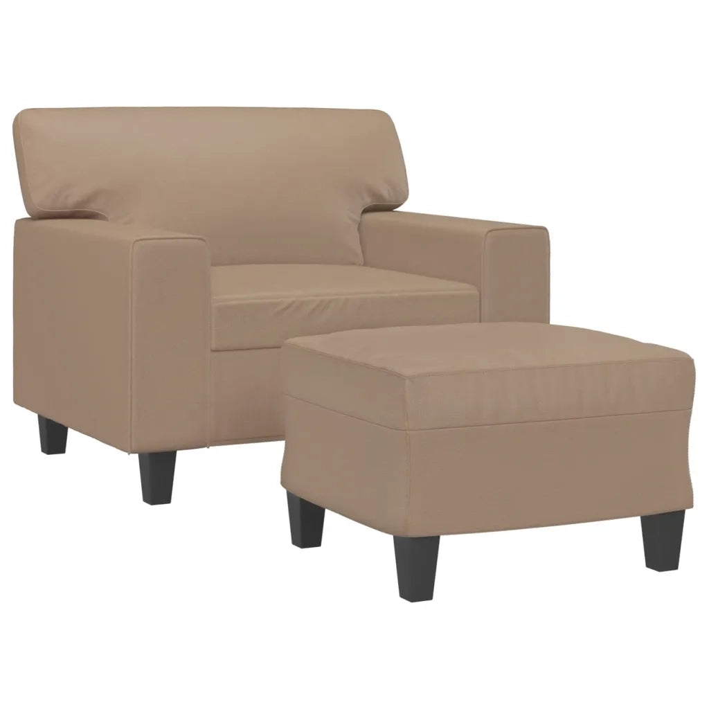 Divano Sedia-Poltrona con Poggiapiedi Cappuccino 60 cm in Similpelle 276232