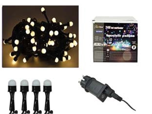 LUCCIOLE A LED BIANCO CALDO PER USO INTERNO/ESTERNO CON GIOCO LUCI- - 300 led - mt.2 + 9 - 1 pezzi