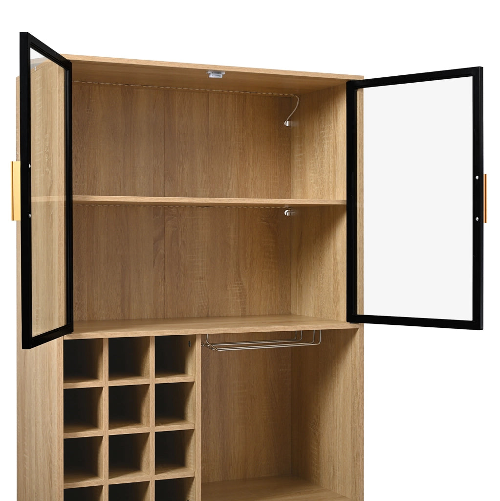 Armadio da Bagno con Ante in Vetro e Illuminazione LED, 180 cm