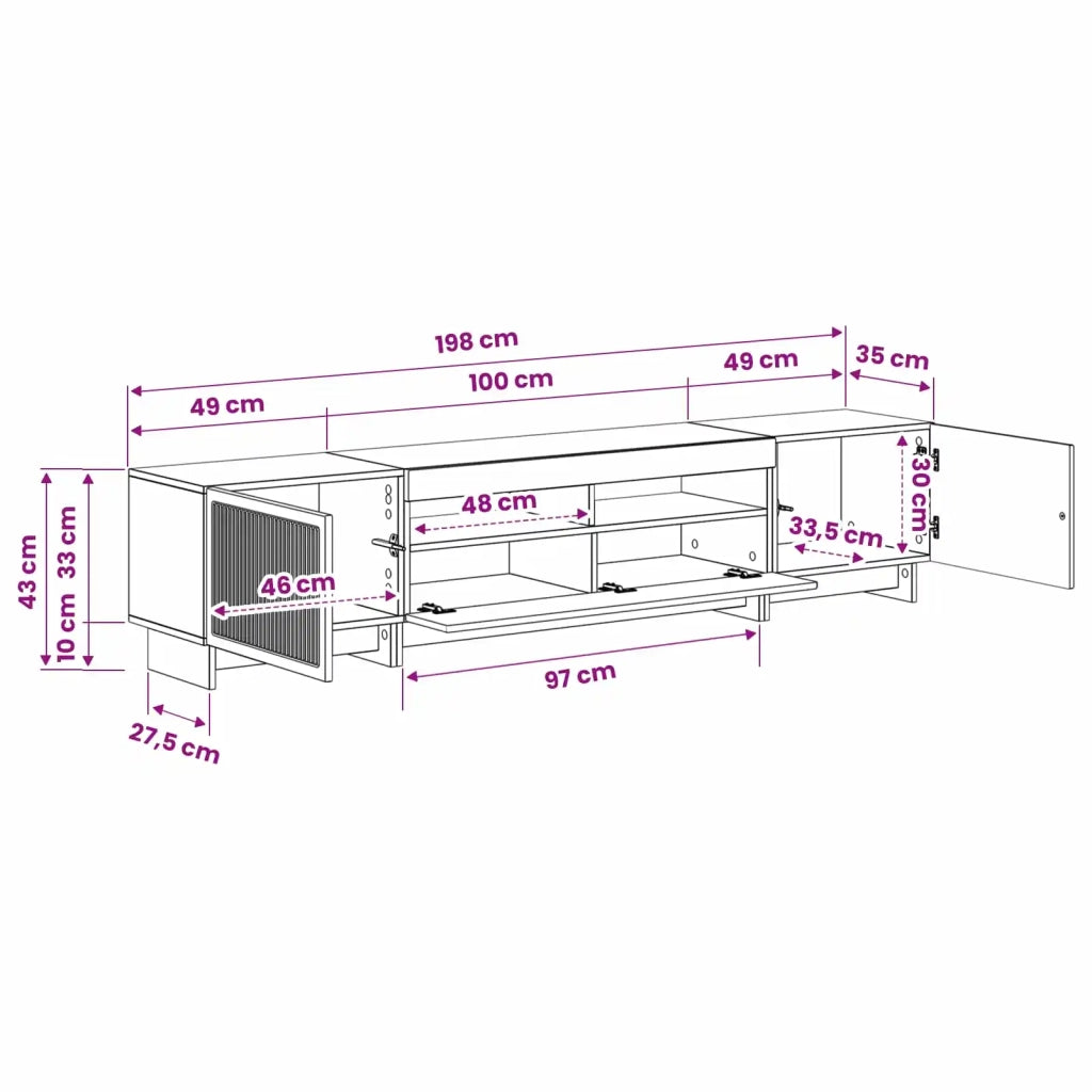 Mobile TV LED a 5 pezzi Nero Legno ingegnerizzato 3416414