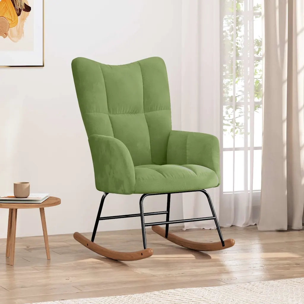 Sedia a Dondolo Verde Chiaro in Velluto 328142