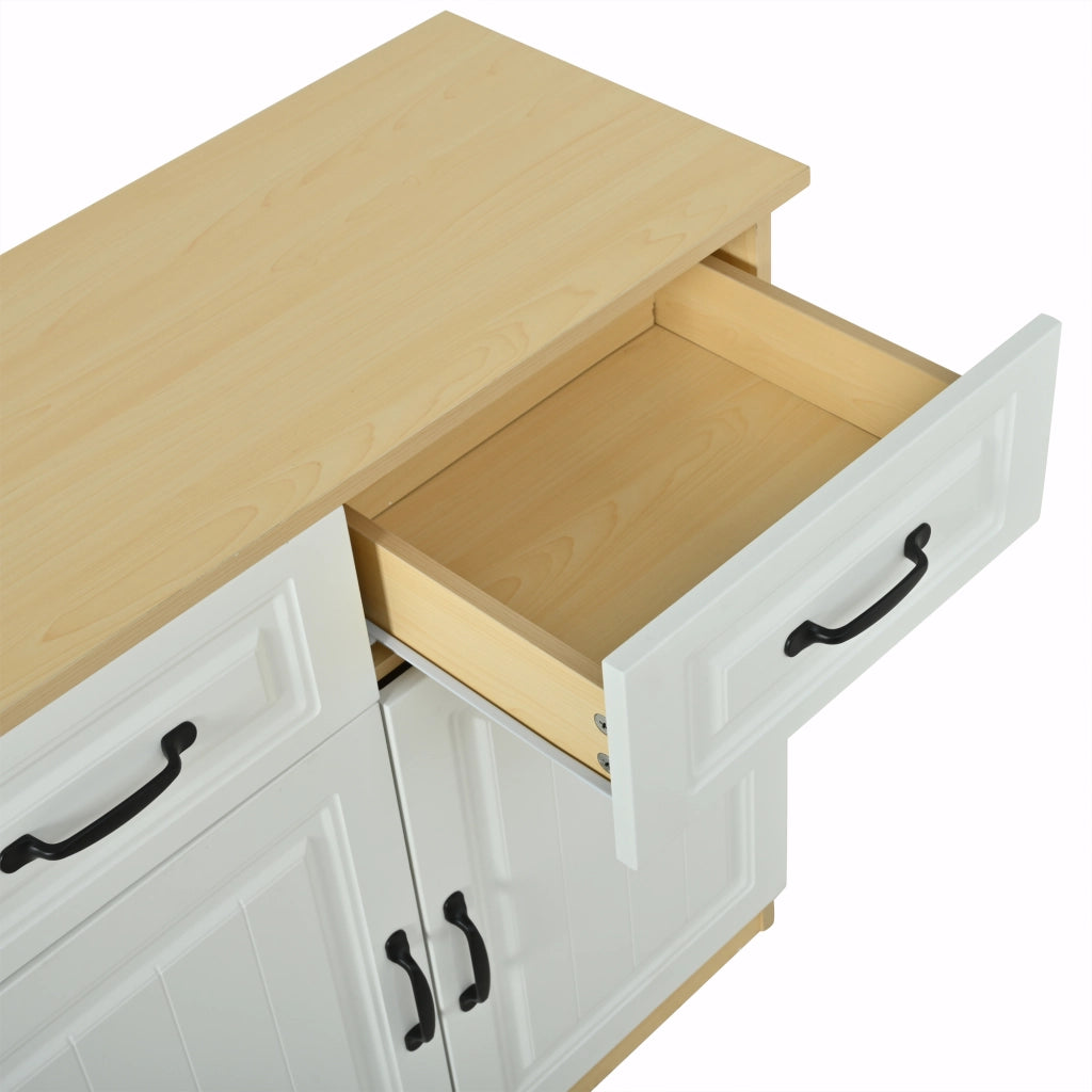 Madia con 4 ante e 4 cassetti ripiani regolabili in MDF bianca con maniglie in metallo 160 × 35 × 80 cm