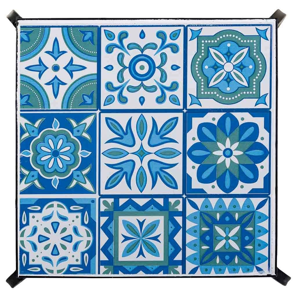 Set di 3 supporti in mosaico nero e metallo