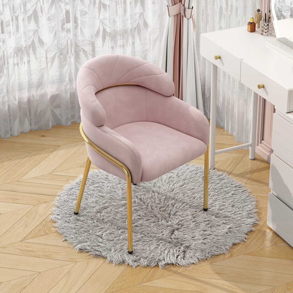 SEDIA da pranzo in velluto rosa con gambe in metallo