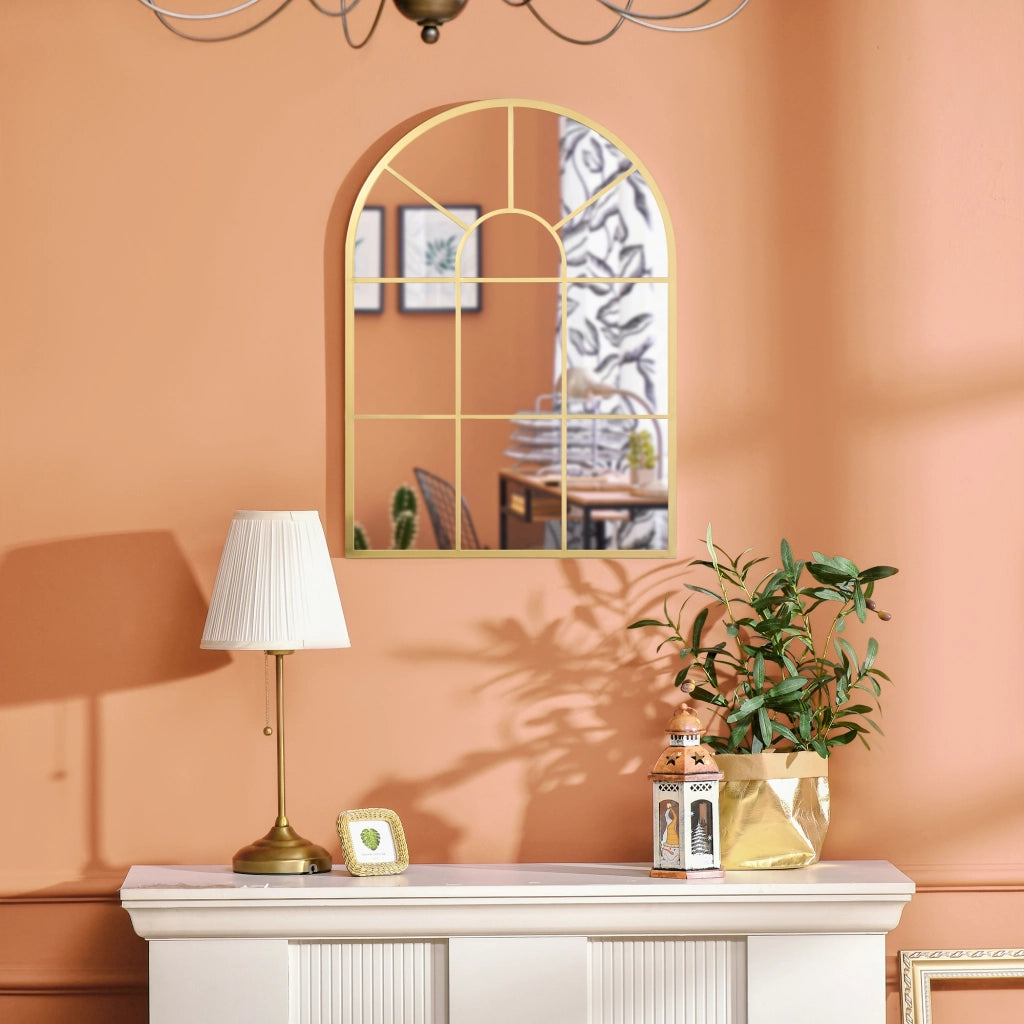 Specchio a Parete a Forma di Arco 70x50 cm ¨C Minimal ¨C Oro
