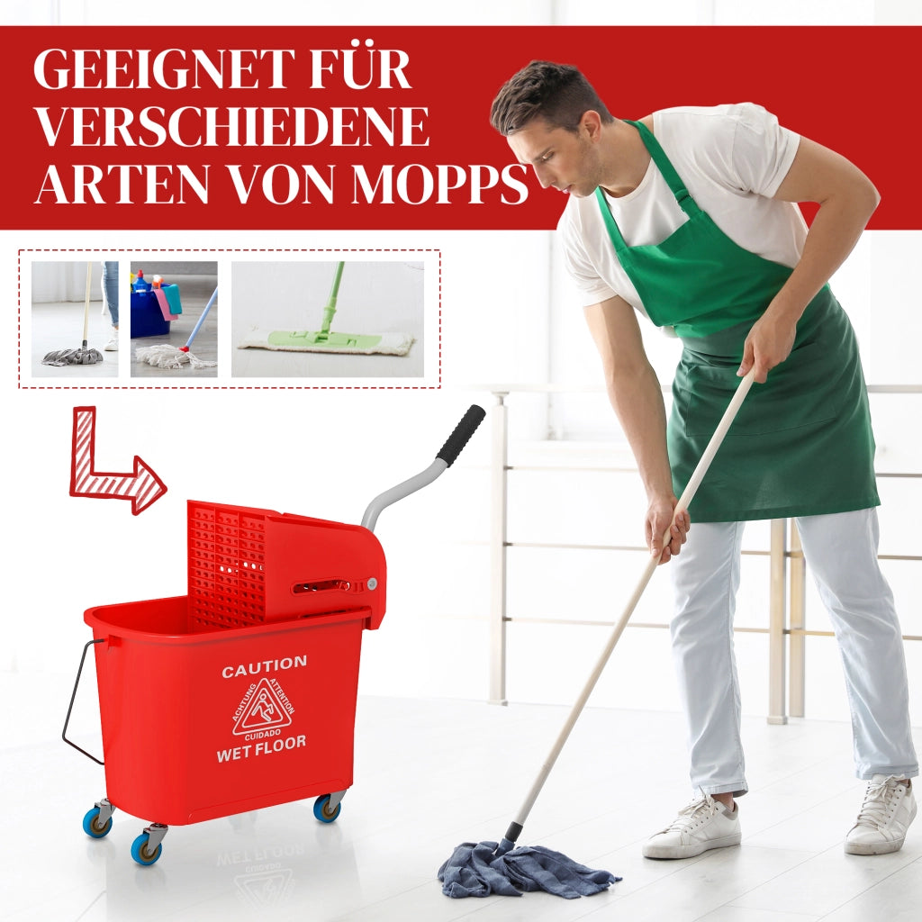 Secchio 20L con Strizzatore e Manico ¨C Zephmum ¨C Rosso