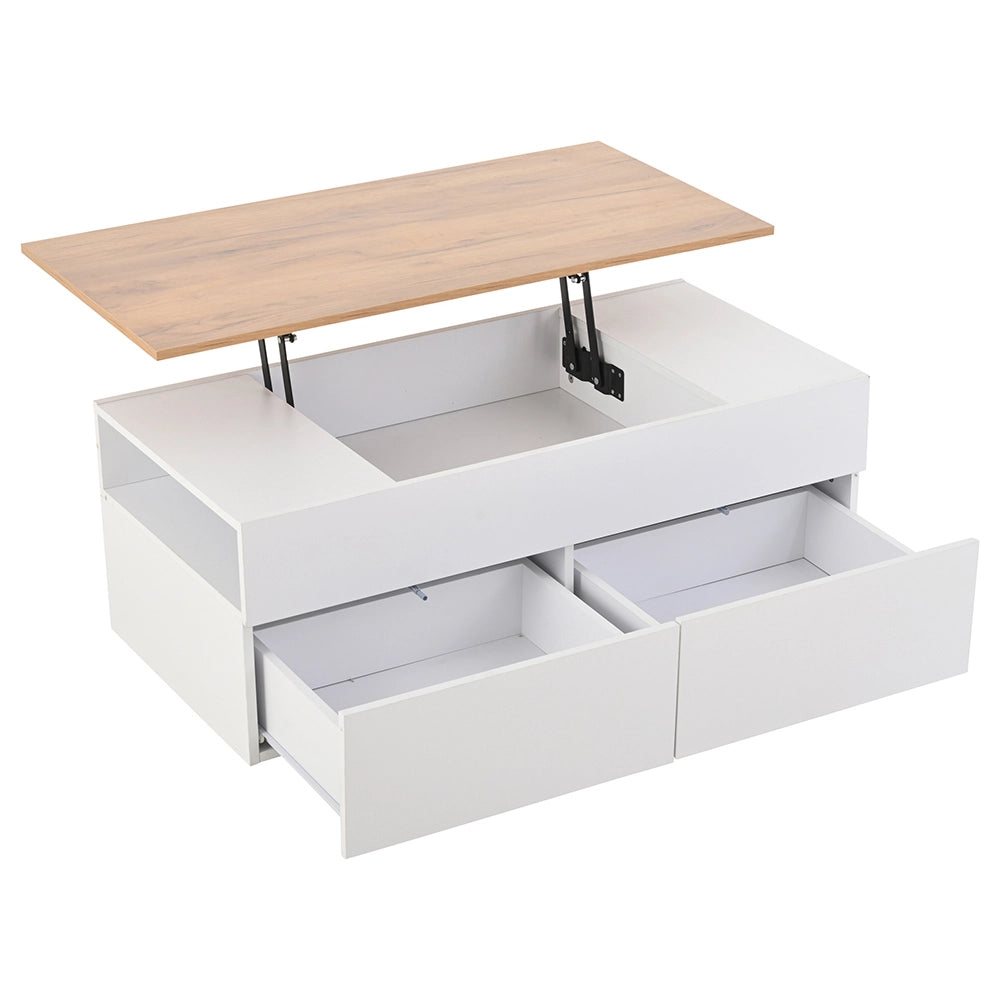 Tavolino regolabile - Xylo - 100x50cm 2 cassetti bianco/legno