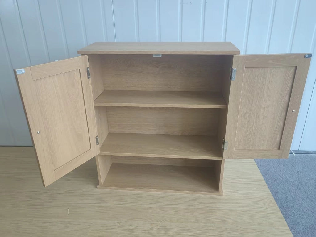 Mobile bagno sospeso ULEVR in MDF effetto rovere con 2 ante e vano a giorno, marrone