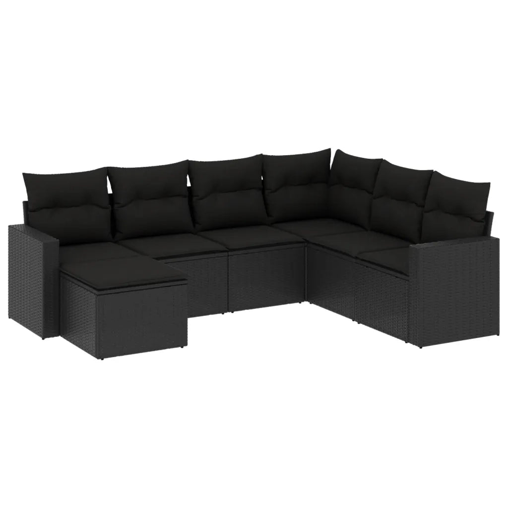 Set Divani da Giardino con Cuscini 7pz Nero Polyrattan 3219285