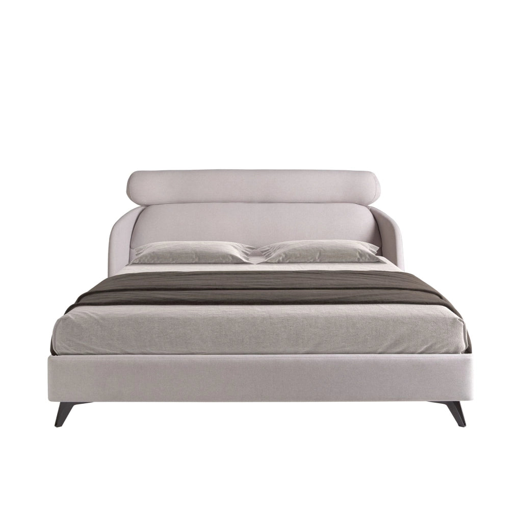 Letto in tessuto grigio chiaro