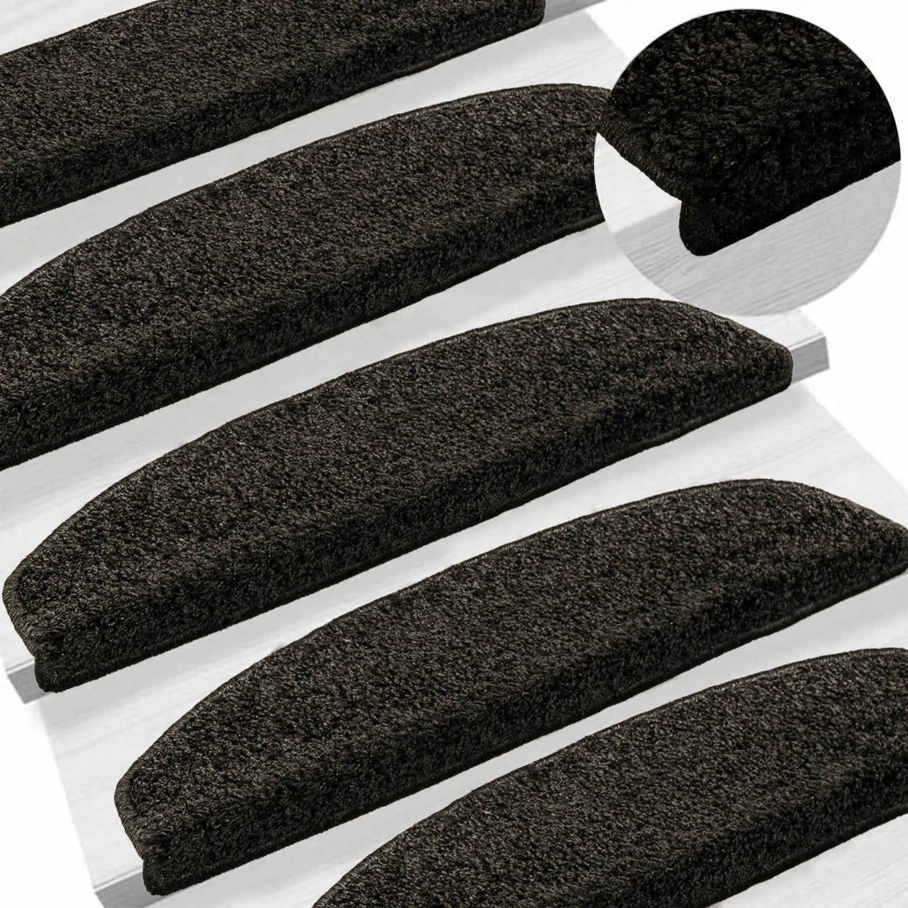 Tappetini per scale autoadesivi Semicircolare 15 pz | Gradini per Scale Antracite