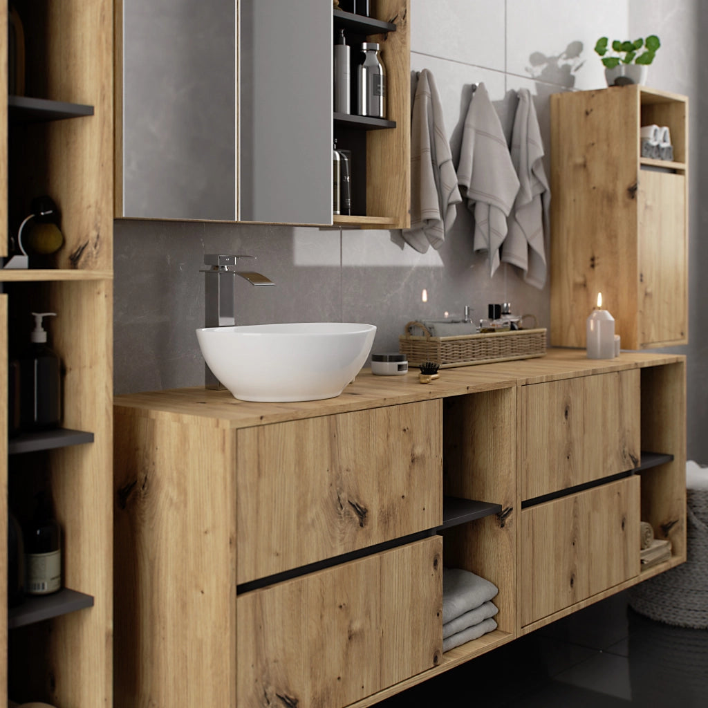 Mobile bagno sospeso VAMI Rovere Artisan, Grigio Grafite 35 cm 1 anta 35x30x80 cm