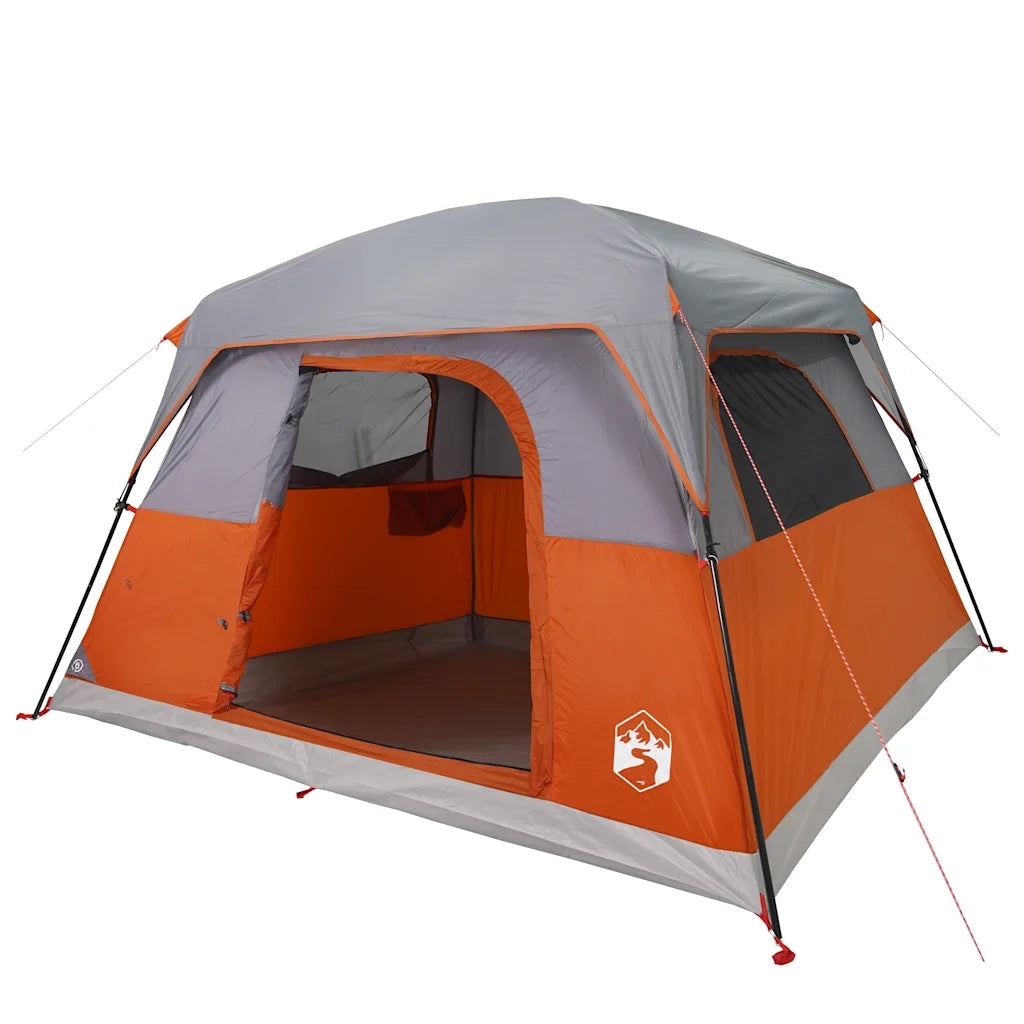 Tenda da Campeggio a Cabina 4 Persone-Tenda per Escursionismo Arancione Impermeabile