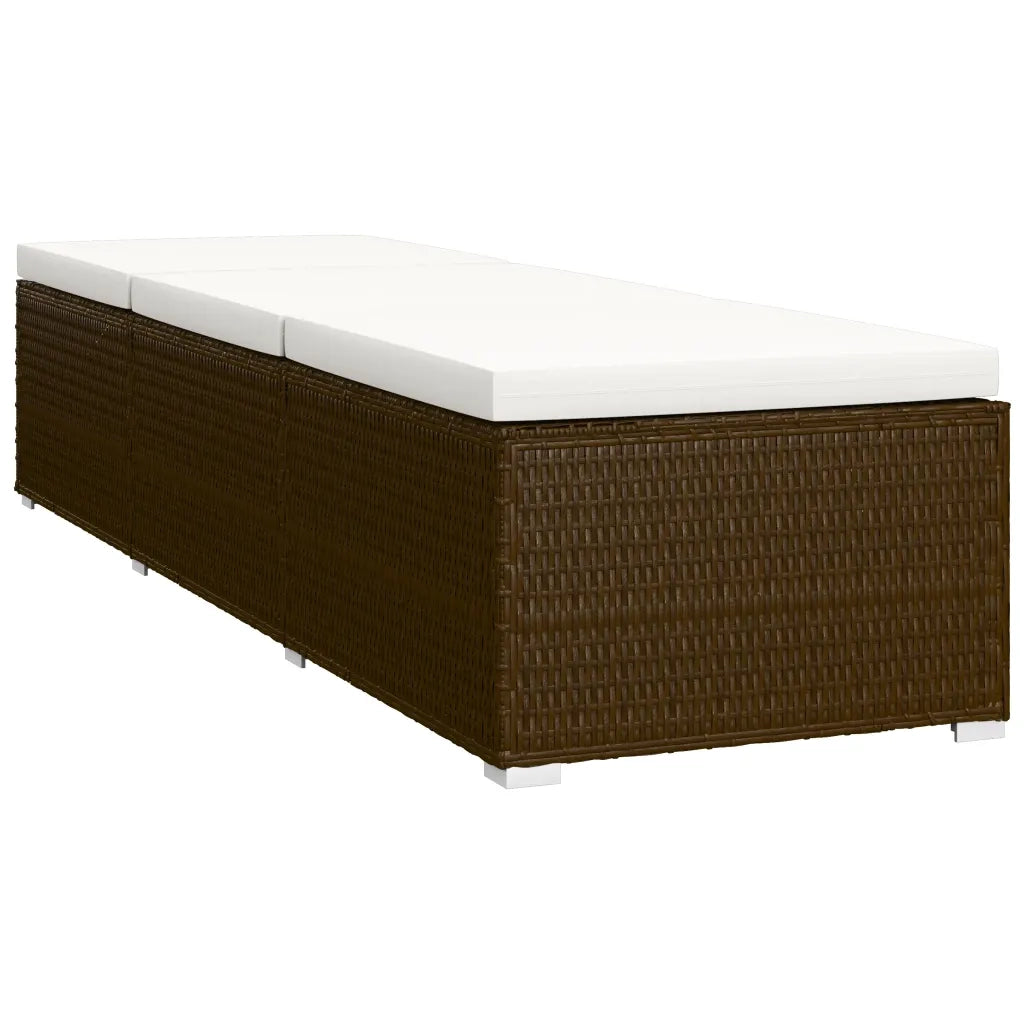 Lettini Prendisole con Tavolino 3 pz-Set di 3 Lettini per esterni in Polyrattan Marrone
