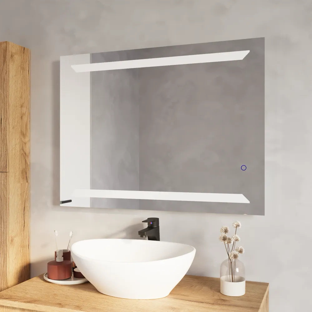 Specchio led rettangolare 60x80cm reversibile anti-appannamento luce calda, neutra e fredda | Deneb