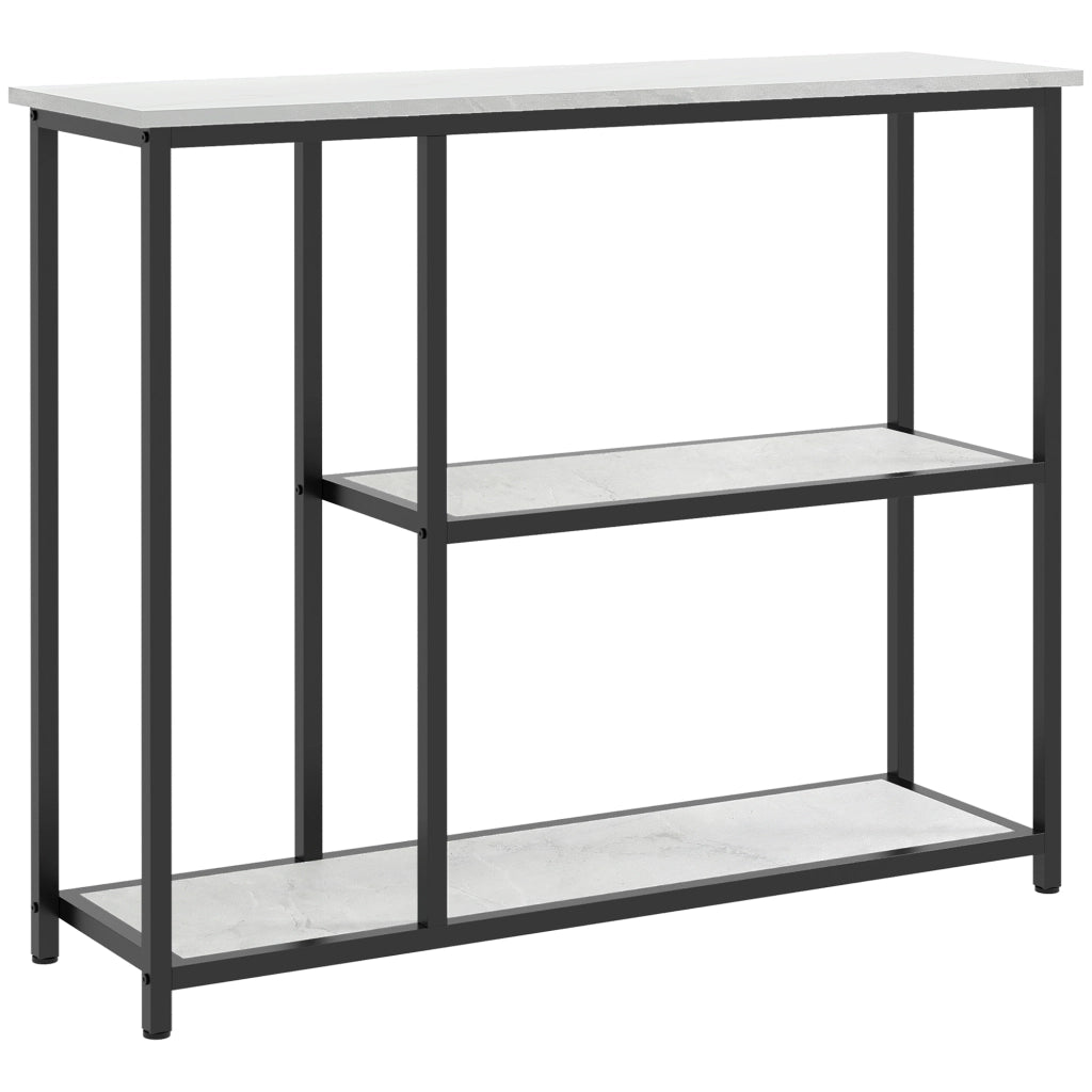 Consolle con 2 ripiani aperti e piano d'appoggio; per ingresso e soggiorno; in acciaio; bianco; 100×30×80 cm
