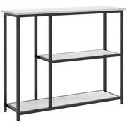 Consolle con 2 ripiani aperti e piano d'appoggio; per ingresso e soggiorno; in acciaio; bianco; 100×30×80 cm