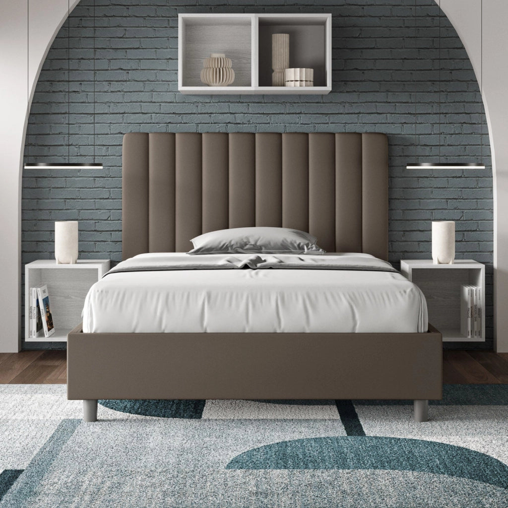 Letto 1 Piazza e Mezzo 120x200 cm Senza Rete Agueda Cappuccino