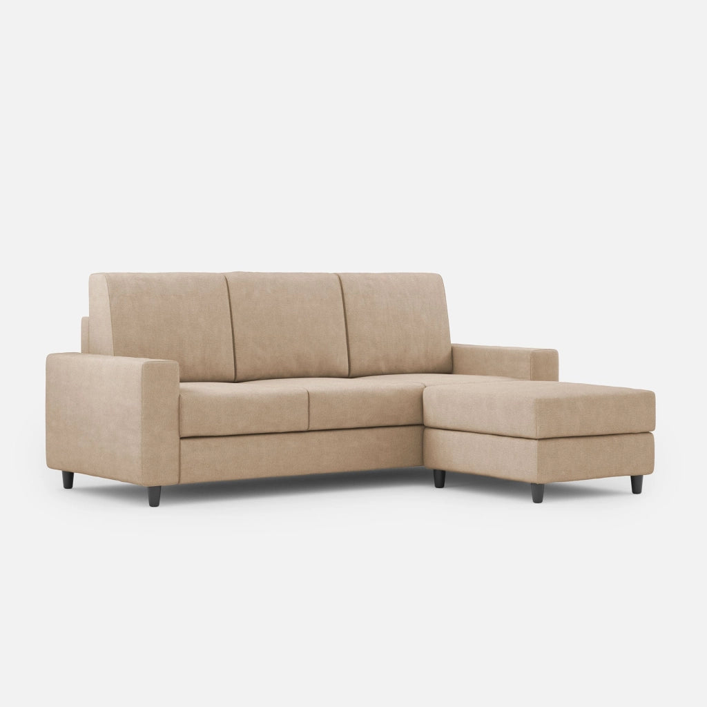 Divano 3 Posti con Pouf 208x155x85 cm Sakar in Tessuto Beige