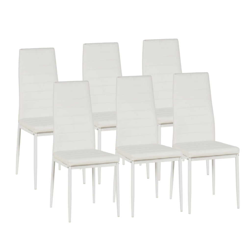 Set Sedie da Pranzo 4 o 6 Pezzi, Sedie Moderne Imbottite per Cucina Soggiorno Sala da Pranzo, Facile Montaggio con Gambe Robuste, Rivestimento in Pelle Sintetica  Bianco - 6 Pezzi
