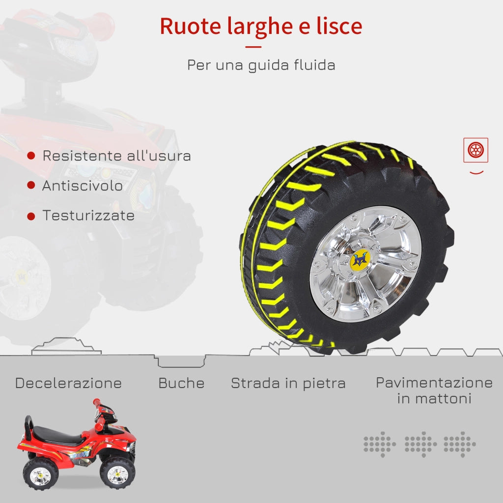 EasyComfort Quad Giocattolo per Bambini con Clacson, Musica e Luci, 60x38x42 cm, in PP Rosso