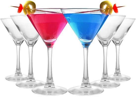 Set di 6 bicchieri Martini - 190 ml - Ideali per feste - Bicchieri eleganti - Adatti per cena e matrimoni - Riflessi brillanti