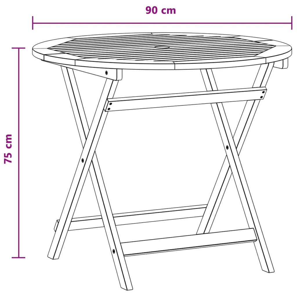 Tavolo da Giardino | Tavolino da esterno Pieghevole Marrone ? 90 x 75 cm