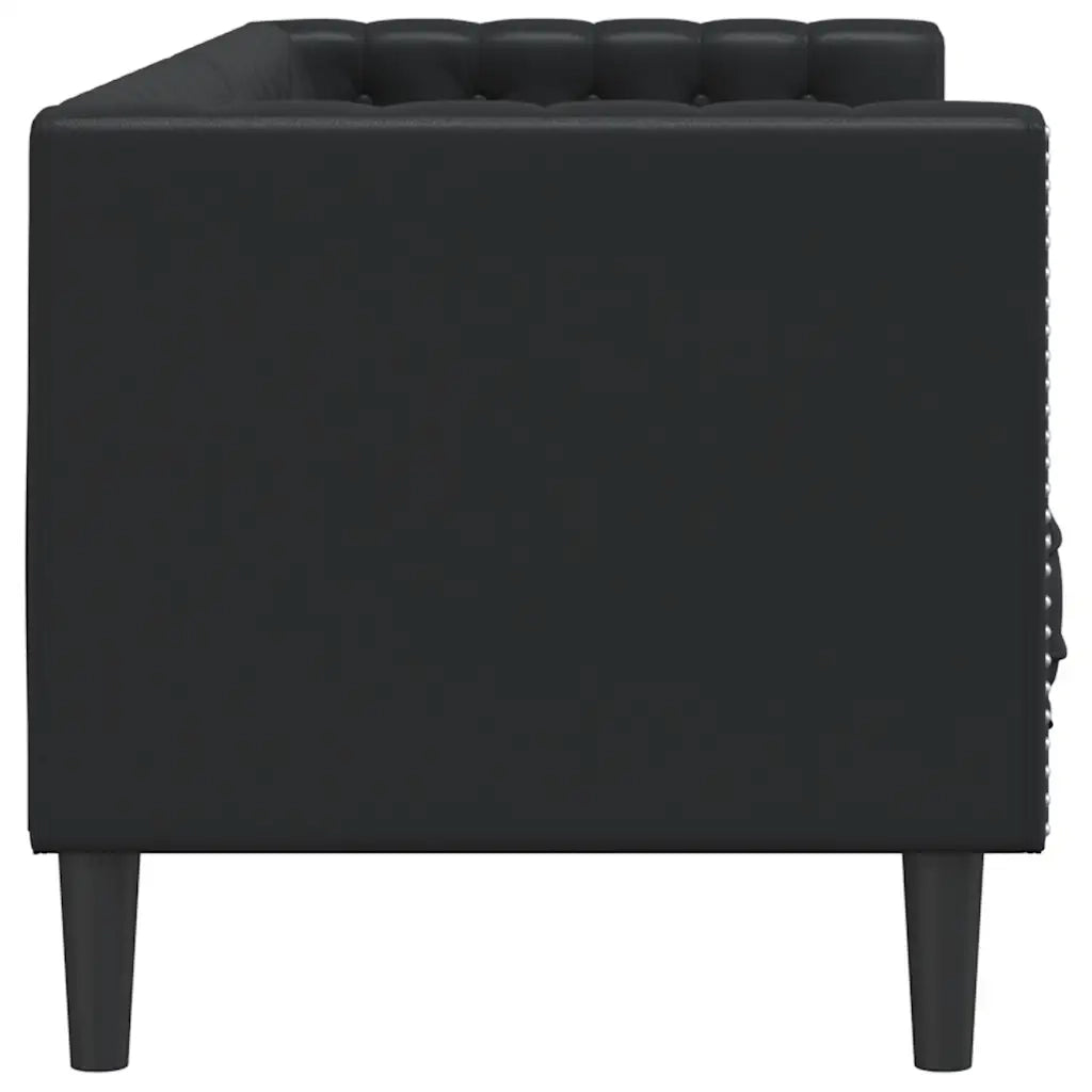 Divano Chesterfield a 3 Posti-Sofa 3 Posti-Divanetto Nero in Similpelle