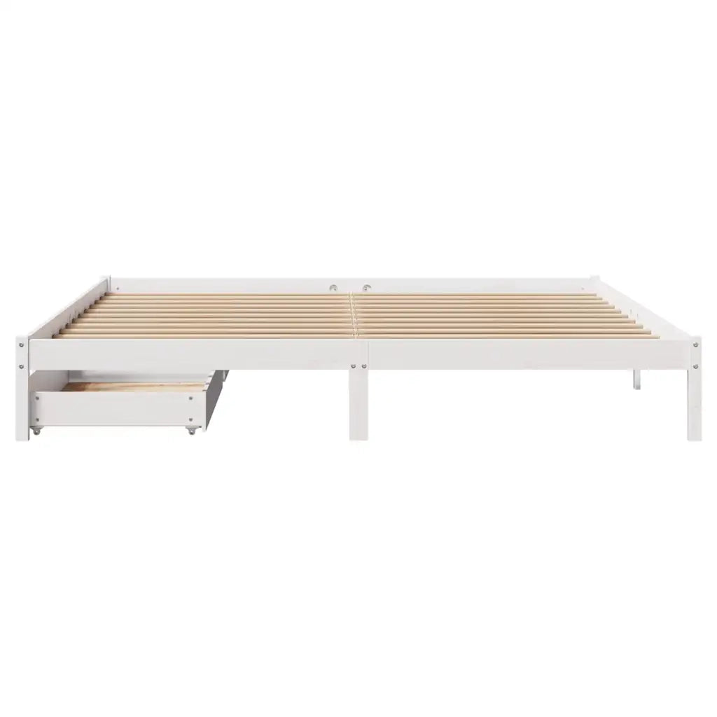 Giroletto senza Materasso Bianco 200x200 cm Legno Massello Pino 3301445