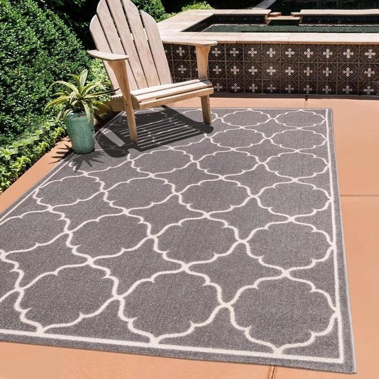Tappeto esterno resistente alle intemperie per uso balcone e terrazza - grigio chiaro - 80x150 cm.