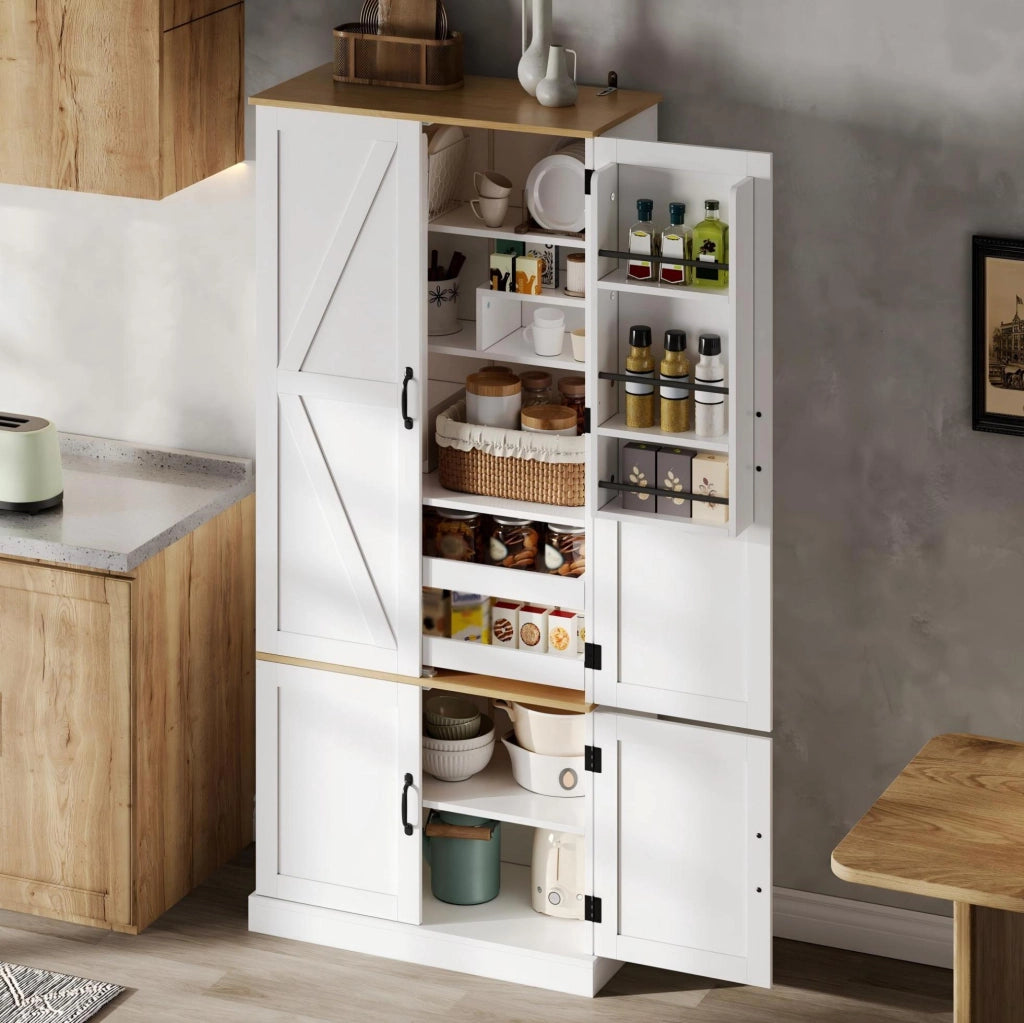Mobile alto 80x40x180 cm con sensore di movimento e cassetti in MDF bianco