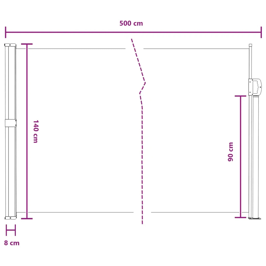 Tenda laterale retrattile Grigio 500 x 140 cm Poliestere 42035466