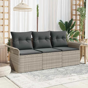 Set Divano da Giardino 3 pcs Grigio chiaro Poly Rattan