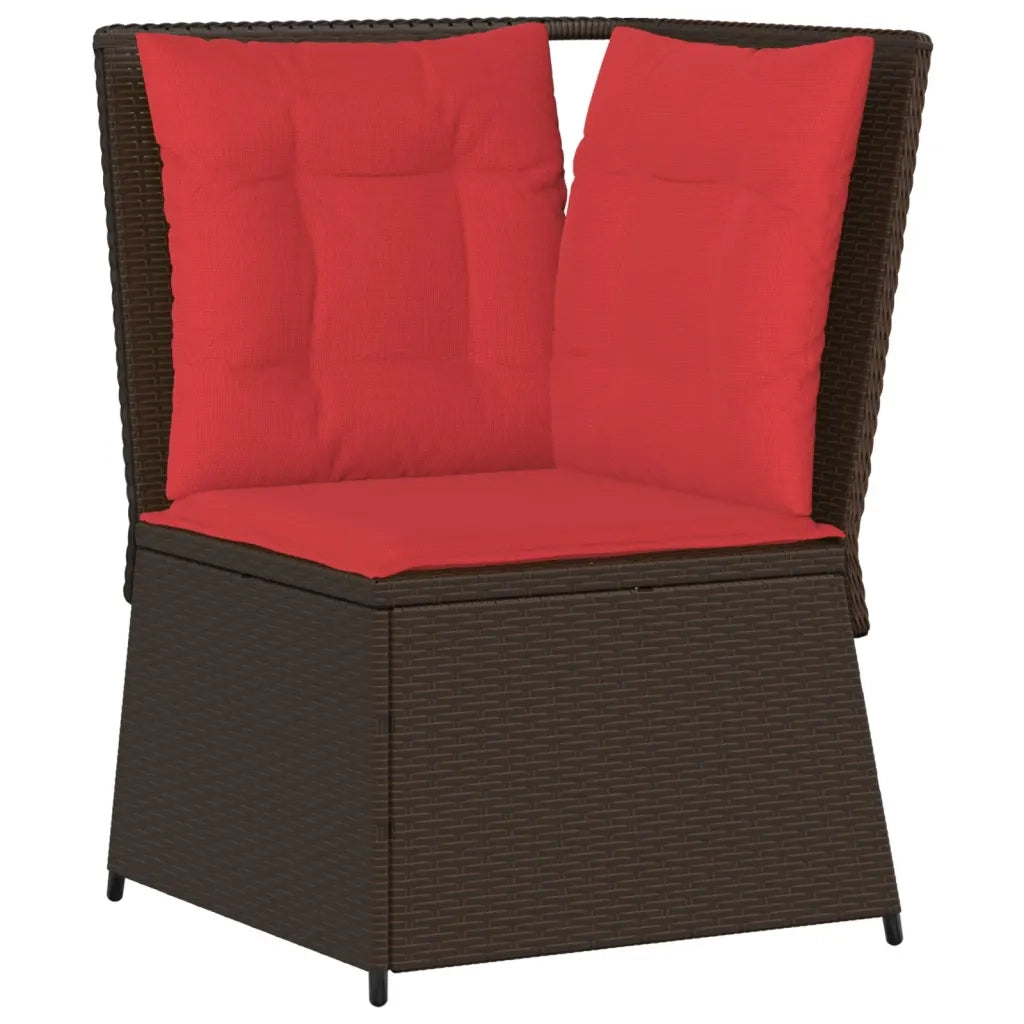 Divano angolare da giardino con Cuscini in Polyrattan Marrone 368988