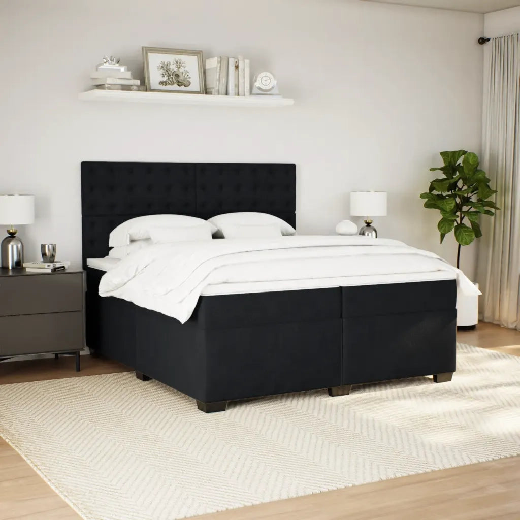 Giroletto a Molle con Materasso Nero 200x200 cm in Velluto
