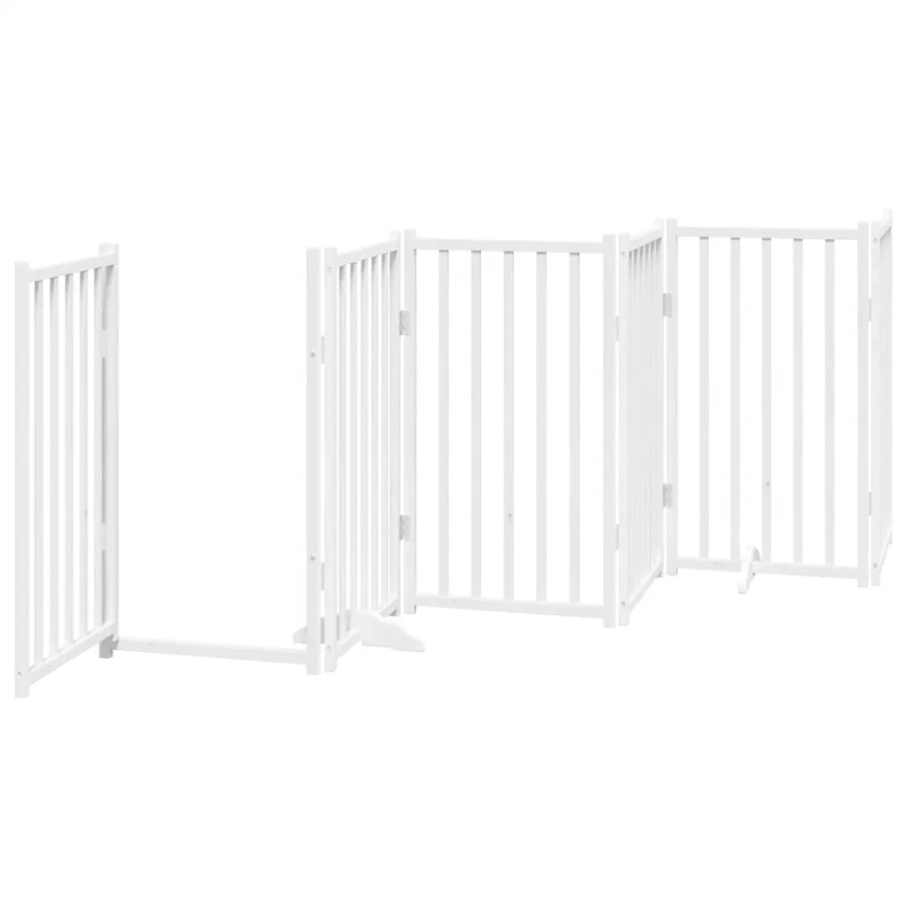 Cancello Cani Porta Pieghevole Bianco 9 Pannelli 450 cm Pioppo CFW9397145