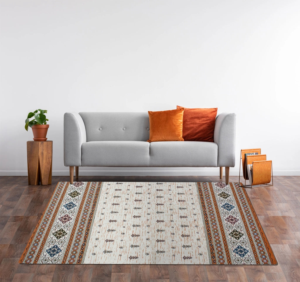 Tappeto Arredo Moderno Morbido in Ciniglia Ingresso Antiscivolo Prodotto Italiano  Soggiorno Camera Salotto Disegni Piazzati Cotone Varie Misure Grande Loom/Ruggine - 175x280 cm