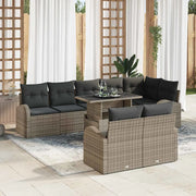 Set Divano da Giardino con cuscino 9 pcs Grigio polyrattan