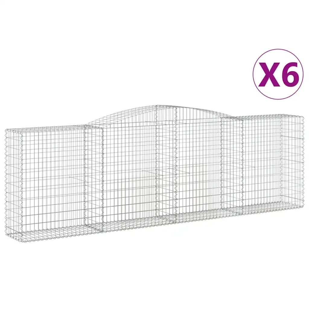 Cesti Gabbioni ad Arco 6 pz 400x50x120/140 cm Ferro Zincato 3147013
