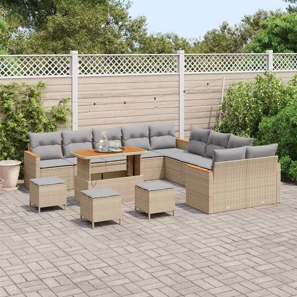 Set Divano da Giardino 18 pcs Beige e Grigio Chiaro polyrattan 3365062