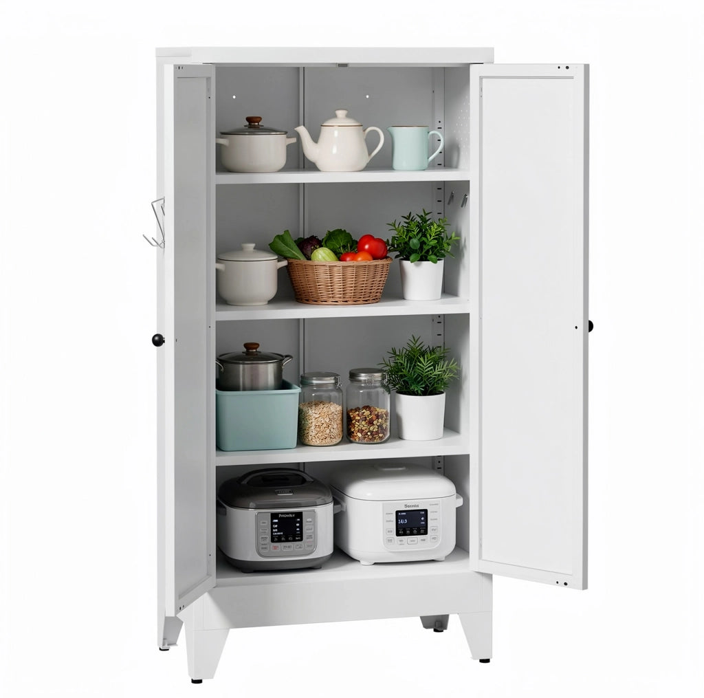 ARMADIO Dispensa in Metallo Bianco 120x60x30 cm con 3 Ripiani