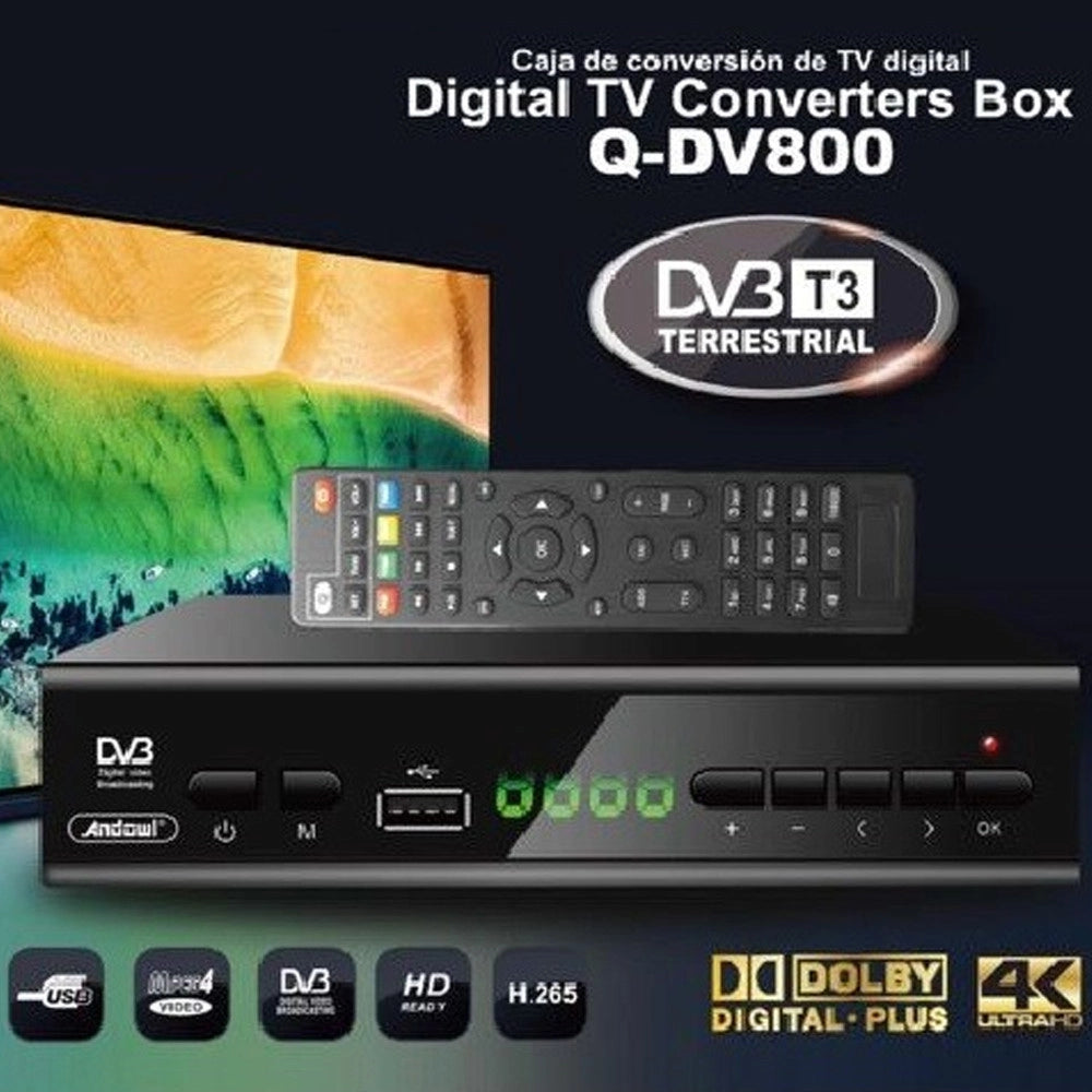 Trade Shop - Decoder Digitale Terrestre Dvb T3 Hd 4k Dolby H.265 Usb Scart Lan Q-dv800 -